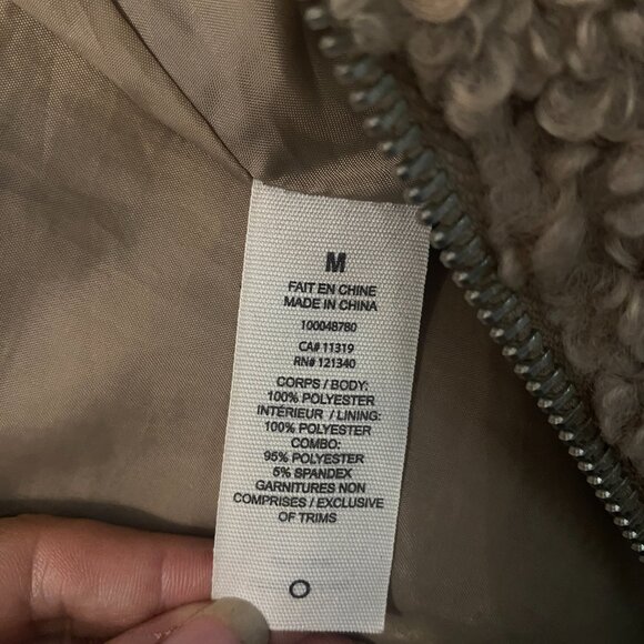 GARAGE BeigeTeddy Sherpa Zip Jacket Fully Lined Women’s Size Medium - Picture 6 of 6